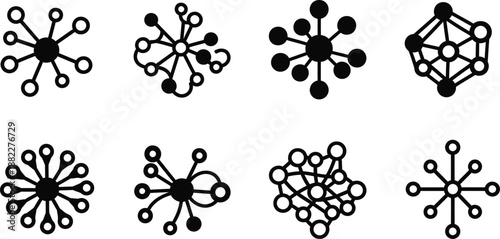 Collection of molecular structure symbols and atomic connections