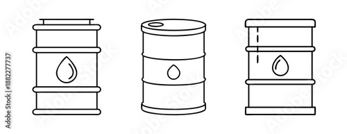 Oil barrel outline icons for industrial fuel storage containers