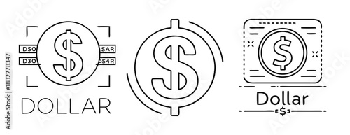 Outline dollar sign icons collection for finance, currency, and capital.