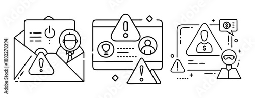 Cybersecurity warnings, online fraud, phishing, and data breach alerts