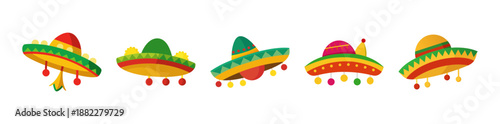 Vibrant festive mexican sombreros illustration for cultural events