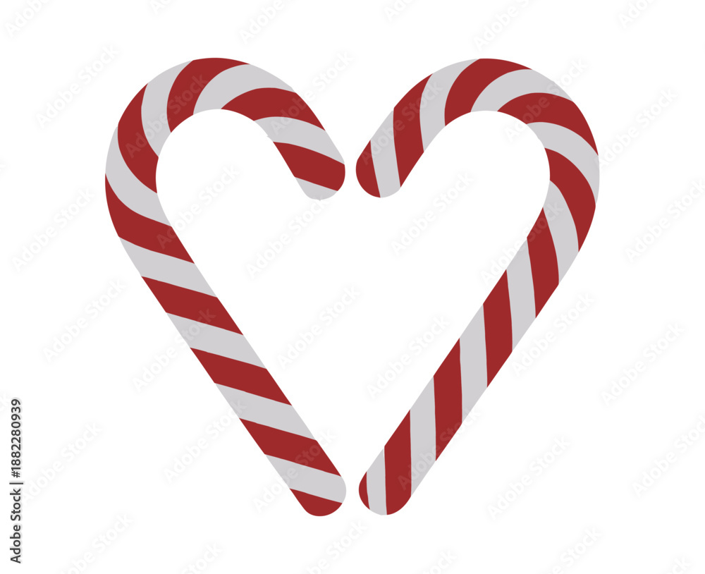 Fototapeta premium A heart-shaped candy cane on a white background, perfect for Christmas or holiday-themed designs