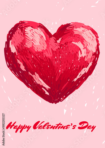 Valentine Day vector card. Hand drawn pen doodle hearts