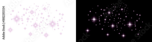 Cuadro en lienzo PNG image Collection of bright glowing pink and white lens flare starburst graph