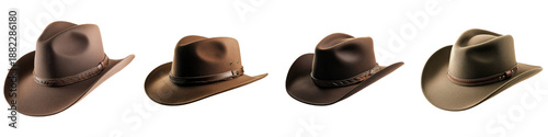 Outback hat (Akubra) – A wide-brimmed hat commonly associated with the Australian outback made by the Akubra company. Isolated on Clear White Background Highly Detailed 