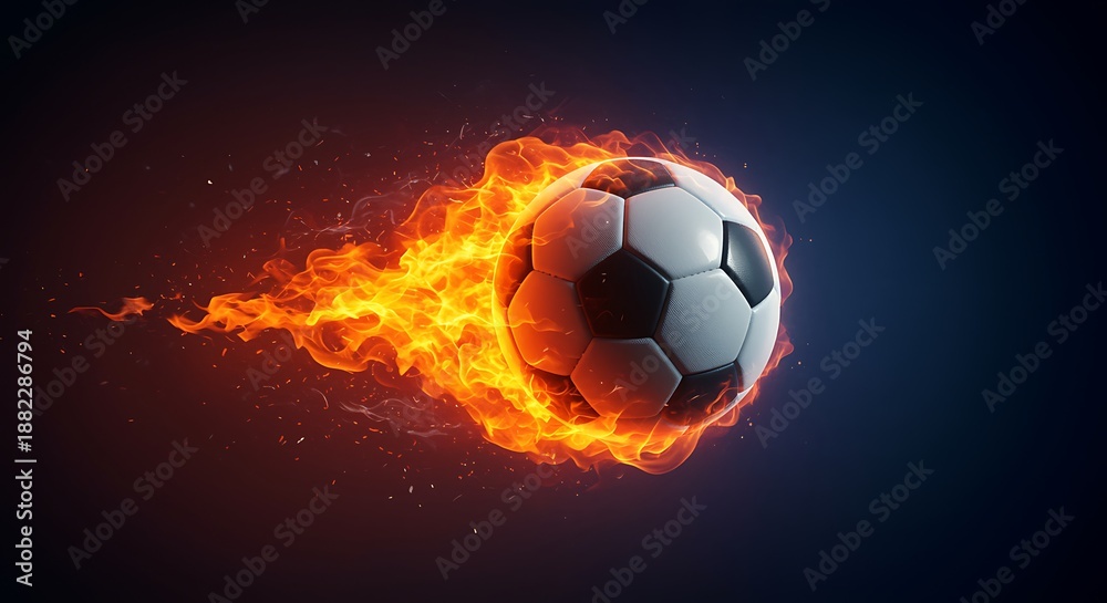 Fototapeta premium Fiery Soccer Ball in Motion