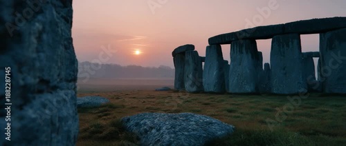 This iconic stone structure stands majestically as dawn breaks.