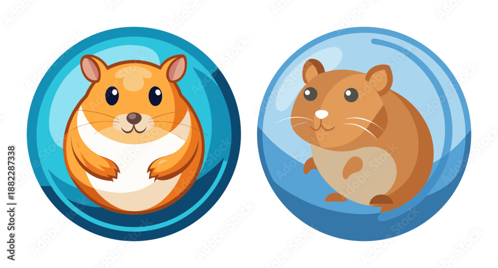 Obraz premium Cute hamsters playing inside transparent balls