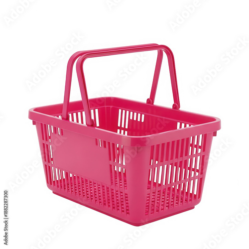 Bright pink shopping basket isolated on transparent background