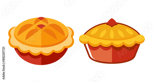 Two delicious baked pies isolated on a clean background
