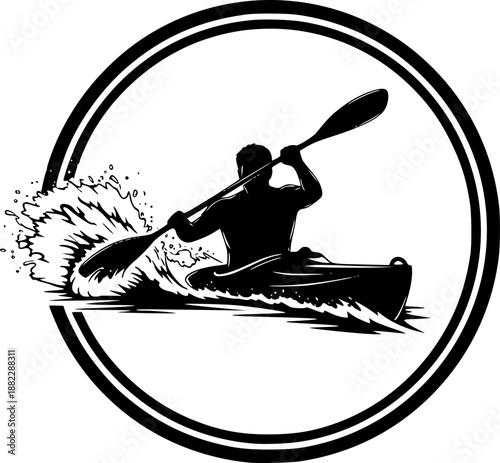 Kayaker in Action Silhouette
