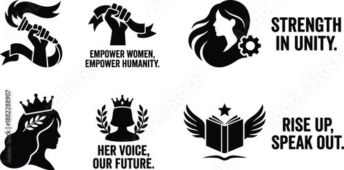 Women empowerment quote card template with florals