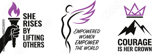 Women empowerment quote card template with florals