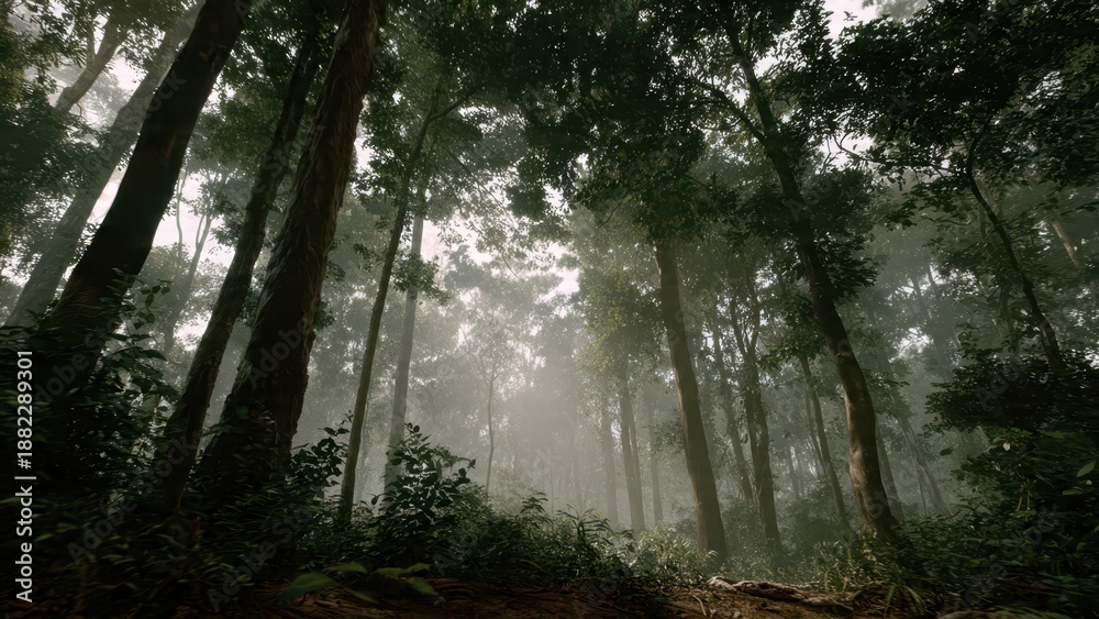 Obraz premium Misty Forest Canopy View