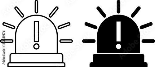 Siren Icons. Black and White Vector Illustrations. Emergency Alert Signal. Firefighter Concept