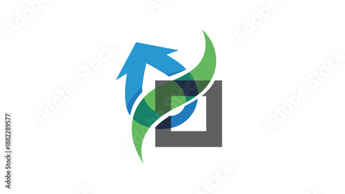Free Download Blue and Green Arrows Around Square Logo. - GFXLoad