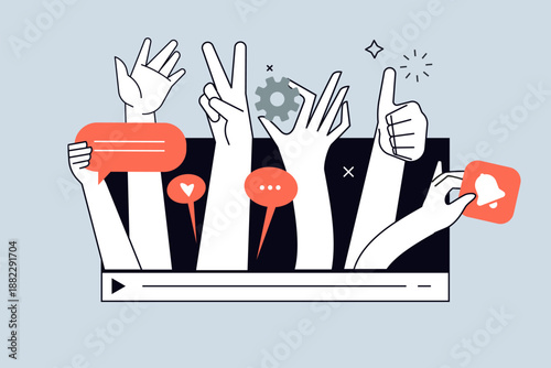 Creative banner of video production. Vector illustrations for web banner, social media banner, business presentation, marketing material. 