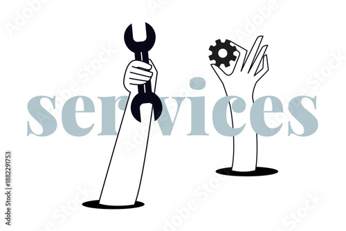 Creative banner of services. Vector illustrations for web banner, social media banner, business presentation, marketing material. 