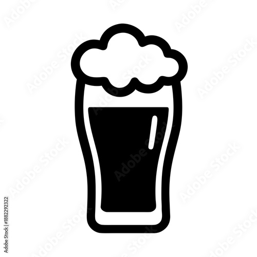 Dark Beer Pint Glass Icon Flat Vector Illustration