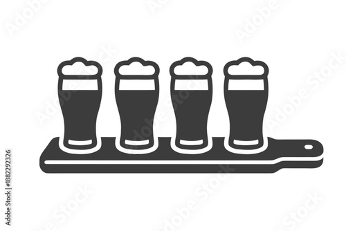 Beer Tasting Flight Dark Beers Flat Vector Illustration