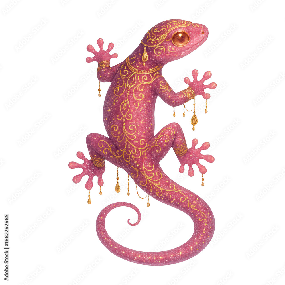 Fototapeta premium PNG Ornate pink lizard illustration