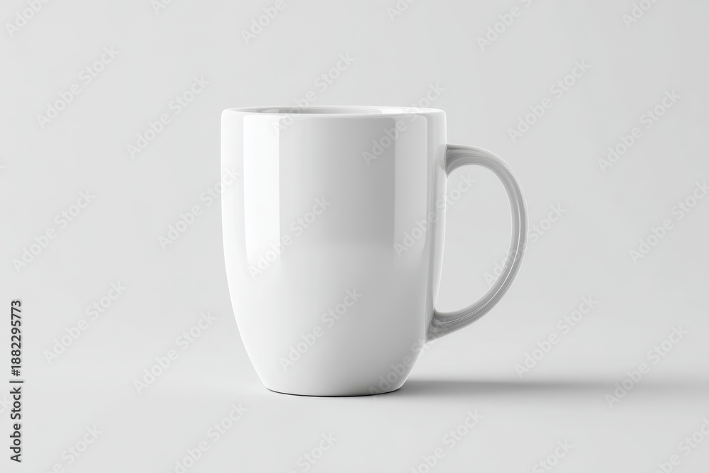 Fototapeta premium Elegant white ceramic mug on light background