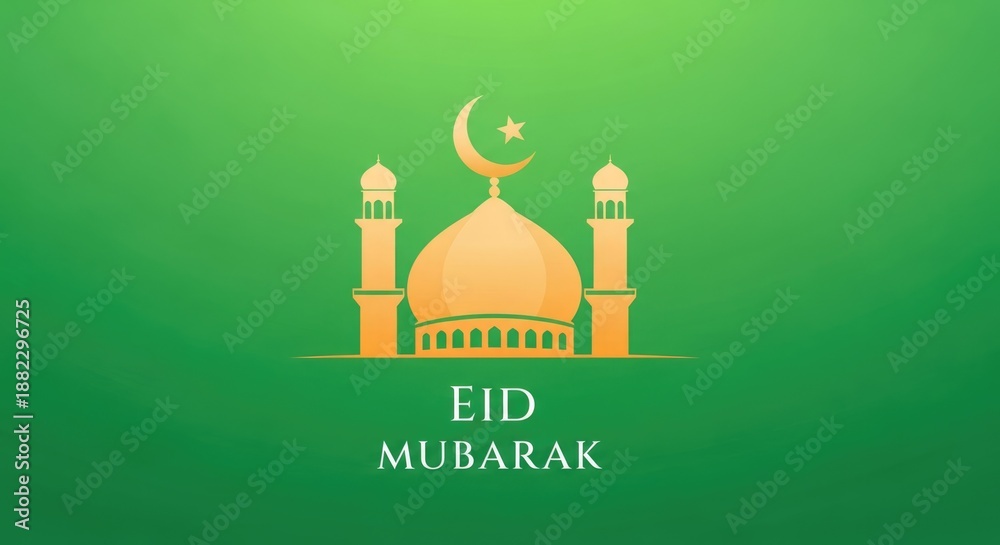 Obraz premium Eid Mubarak Greeting with Mosque Illustration
