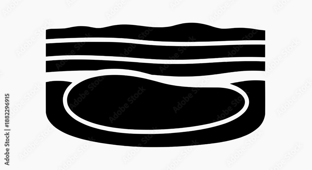 Fototapeta premium A bowl of layered dessert with smooth texture and clean lines viewed from directly above