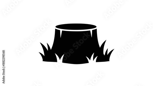 Tree stump and grass icon