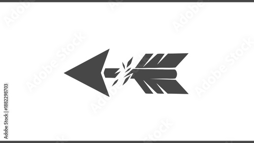 Vector illustration of a broken arrow pointing left, symbolizing setback, failure, or a halt in progress