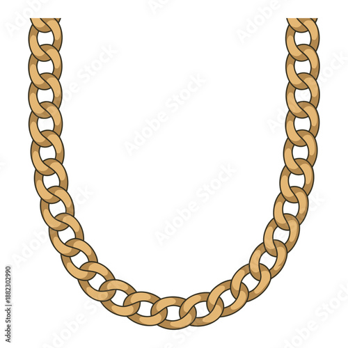 A gold chain necklace on a white background