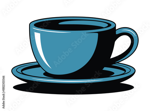 A vibrant blue coffee cup and saucer on a white background