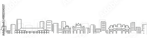 Zhuhai Simple Dark Lines Skyline on White Background