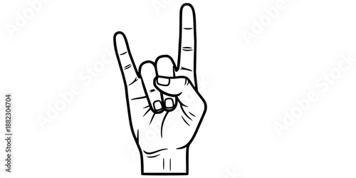 Hand signing I Love You in American Sign Language ASL vector illustration black and white