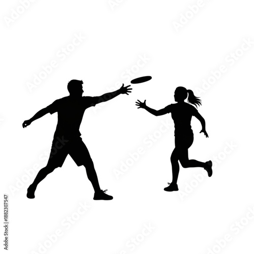 People playing with a frisbee outdoors Isolated On Transparent Background.