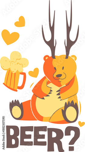 Bear With a Beer Fun Graphic