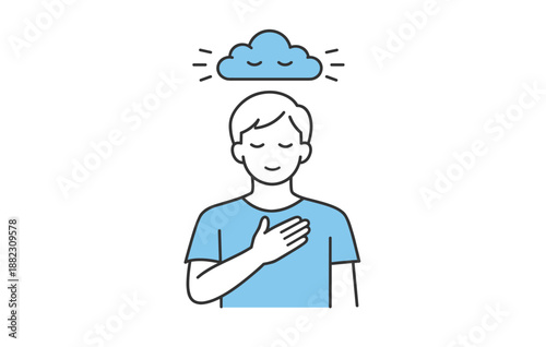 Calm mindfulness illustration with peaceful person and tranquil cloud