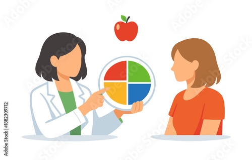 Nutrition consultation: female dietitian advising female client on healthy eating choices