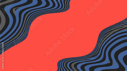 Abstract digital artwork featuring wavy lines on a vibrant red background, steven ai concept illustration