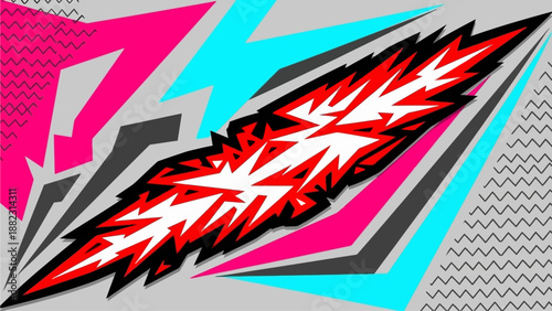 Dynamic abstract illustration featuring vibrant shapes and bold lines creating a striking visual effect