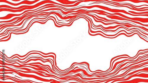 Dynamic red wavy lines flowing around a central white space creating a sense of fluid motion and energy