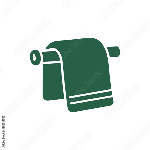 Green Towel on Towel Holder Illustration.