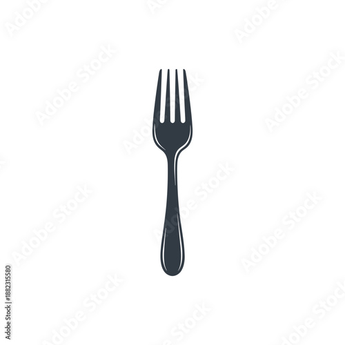 Isolated black fork on white background.