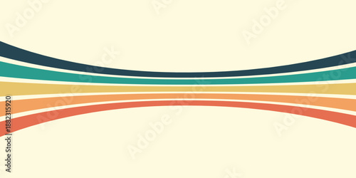 Abstract colorful 70s background vector. Vintage retro wallpaper with rainbow stripes and wavy lines.