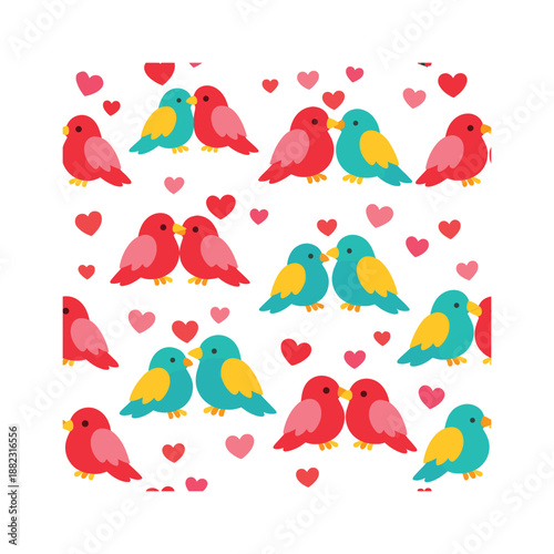 ove and birds flat icon set.