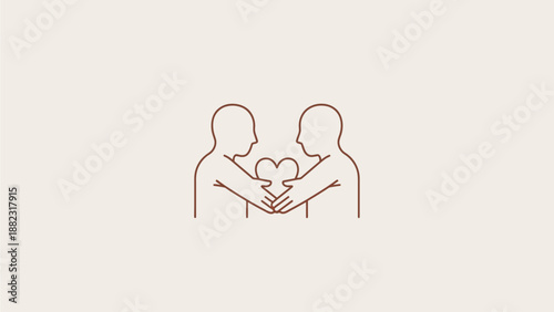Two people holding a heart in a symbol of love and partnership