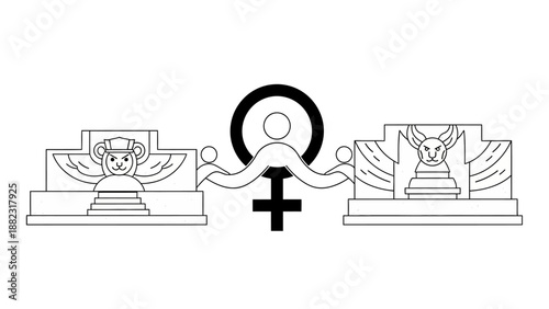 Diverse unity symbol with Venus and Mars symbols connected