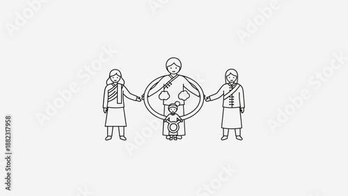 Diverse family holding hands in unity and love together