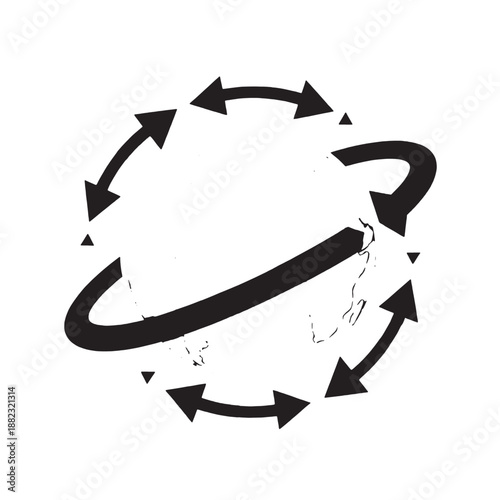 Circular recycling arrows icon illustrating circular motion and environmental sustainability.