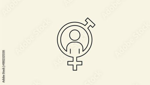 Modern gender equality symbol with person icon in minimalist design
